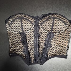 SHEIN Black Lace Checkered Bustier